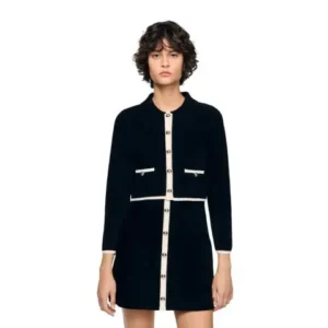 Two-tone shirt collar cardigan